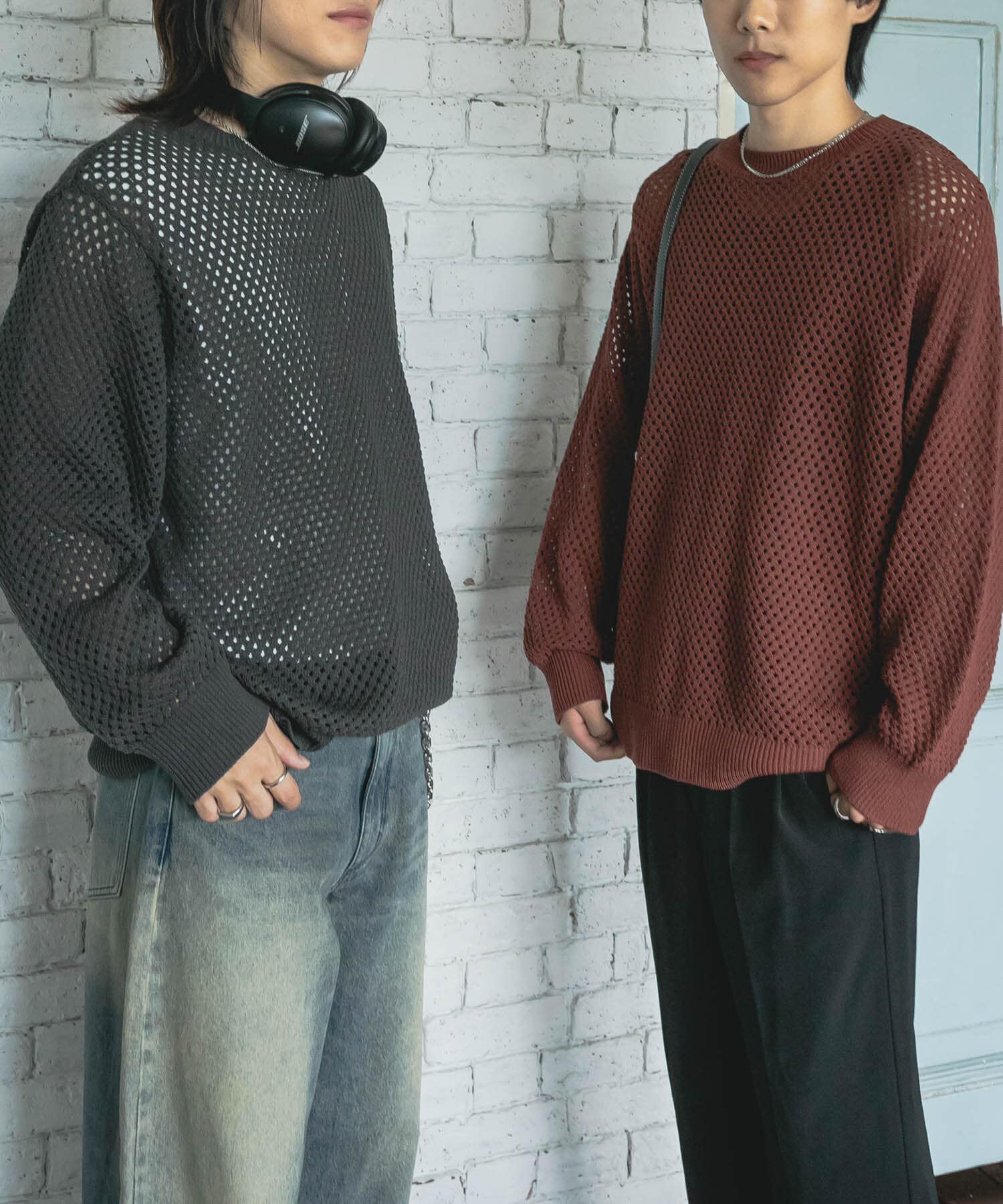 SENSE OF PLACE by URBAN RESEARCH「『洗濯可』シアーメッシュクルーネックニット」|ニット・セーター|