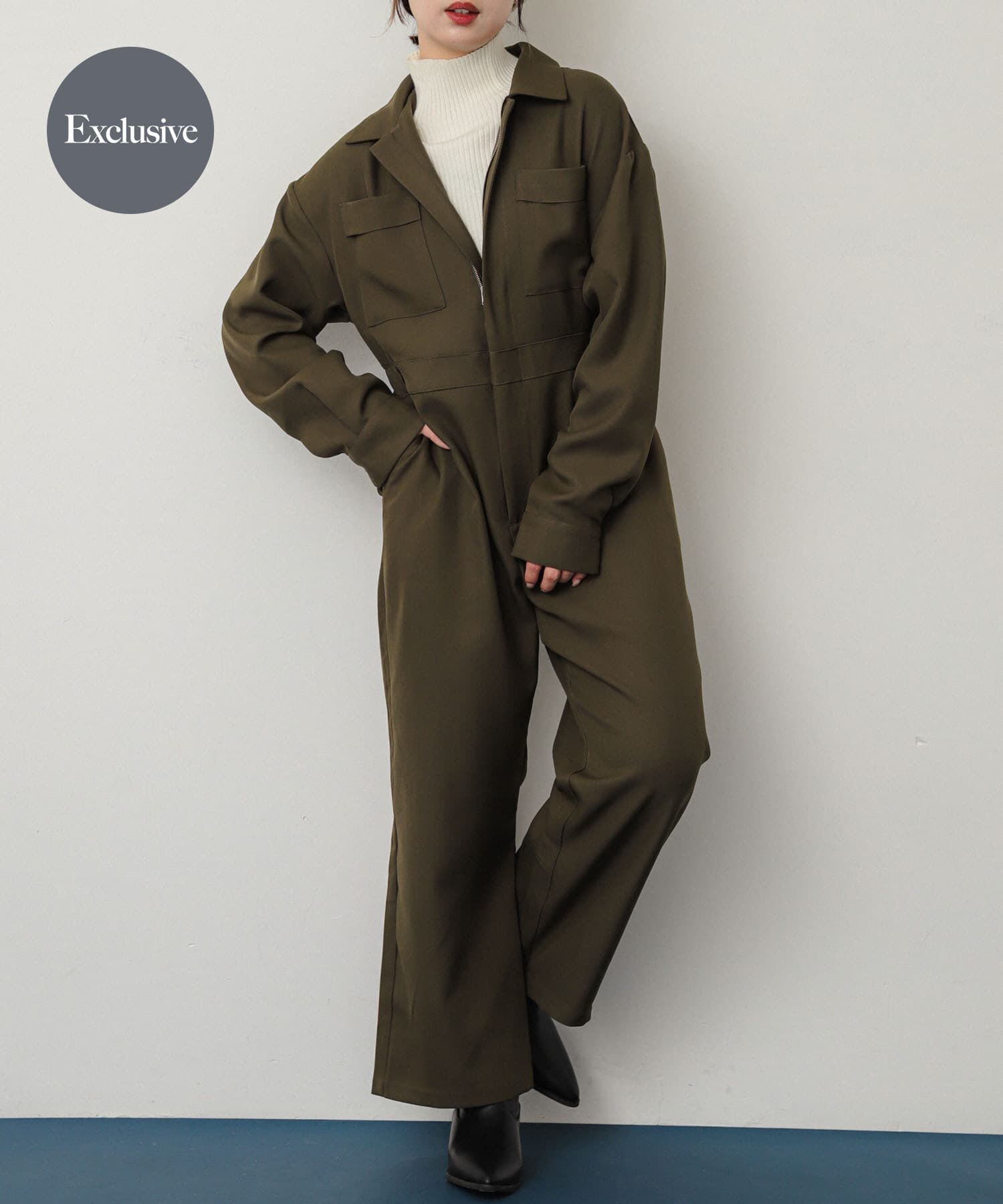 SENSE OF PLACE by URBAN RESEARCH「『別注』さらさ&times;SENSE OF PLACE　ソフトツイルジャンプスーツ」|スカート|カーキ