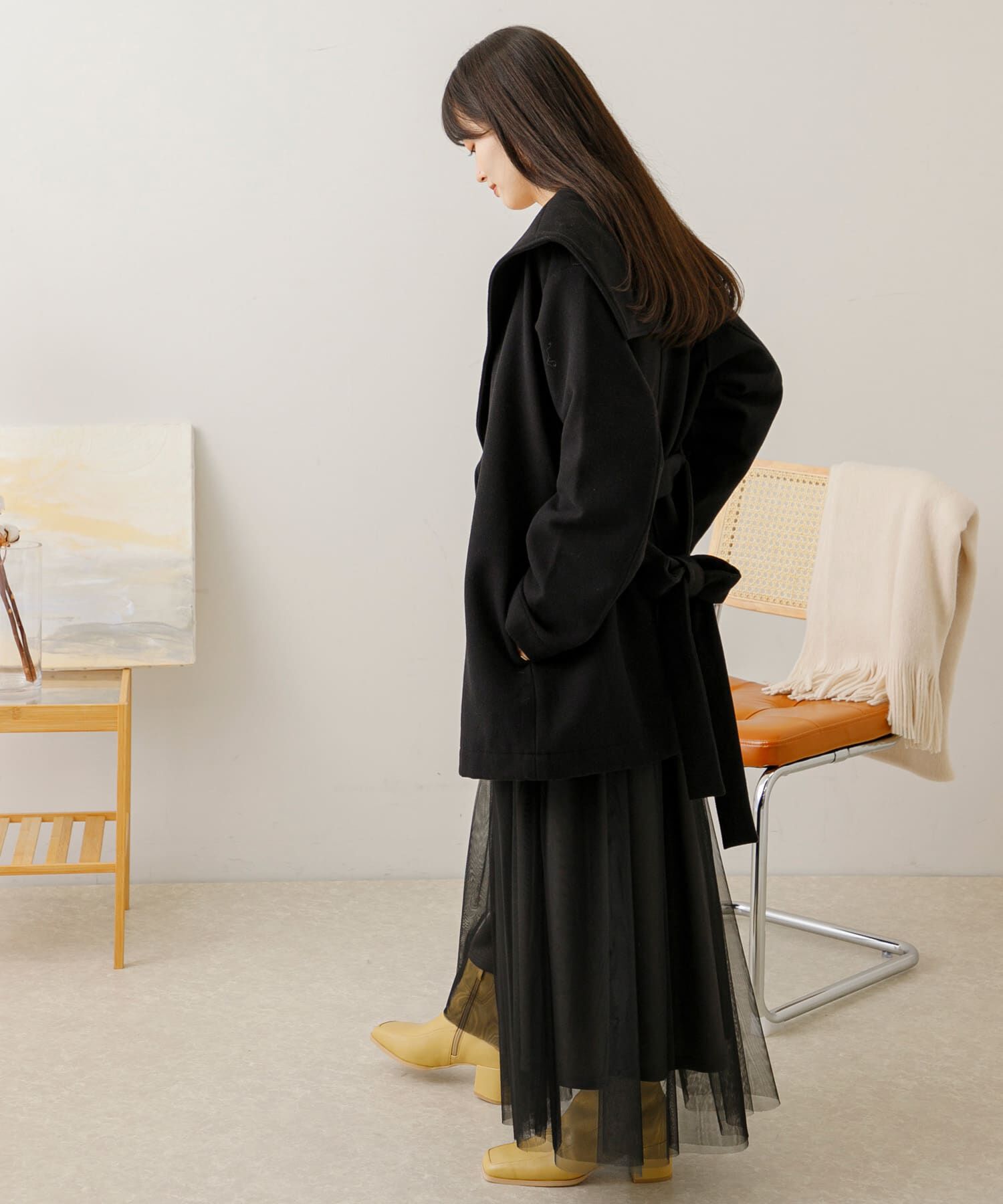 SENSE OF PLACE by URBAN RESEARCH「ビッグカラーミディコート」|ノーカラーコート|