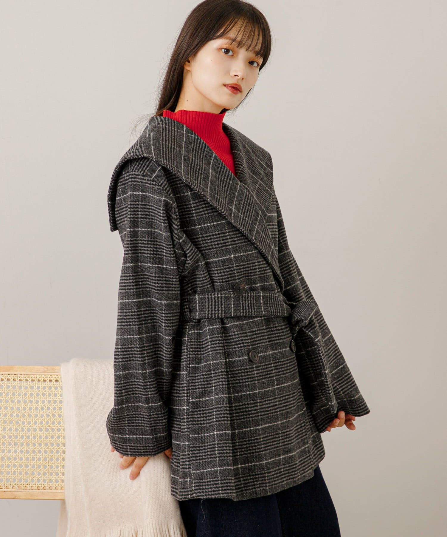 SENSE OF PLACE by URBAN RESEARCH「ビッグカラーミディコート」|ノーカラーコート|