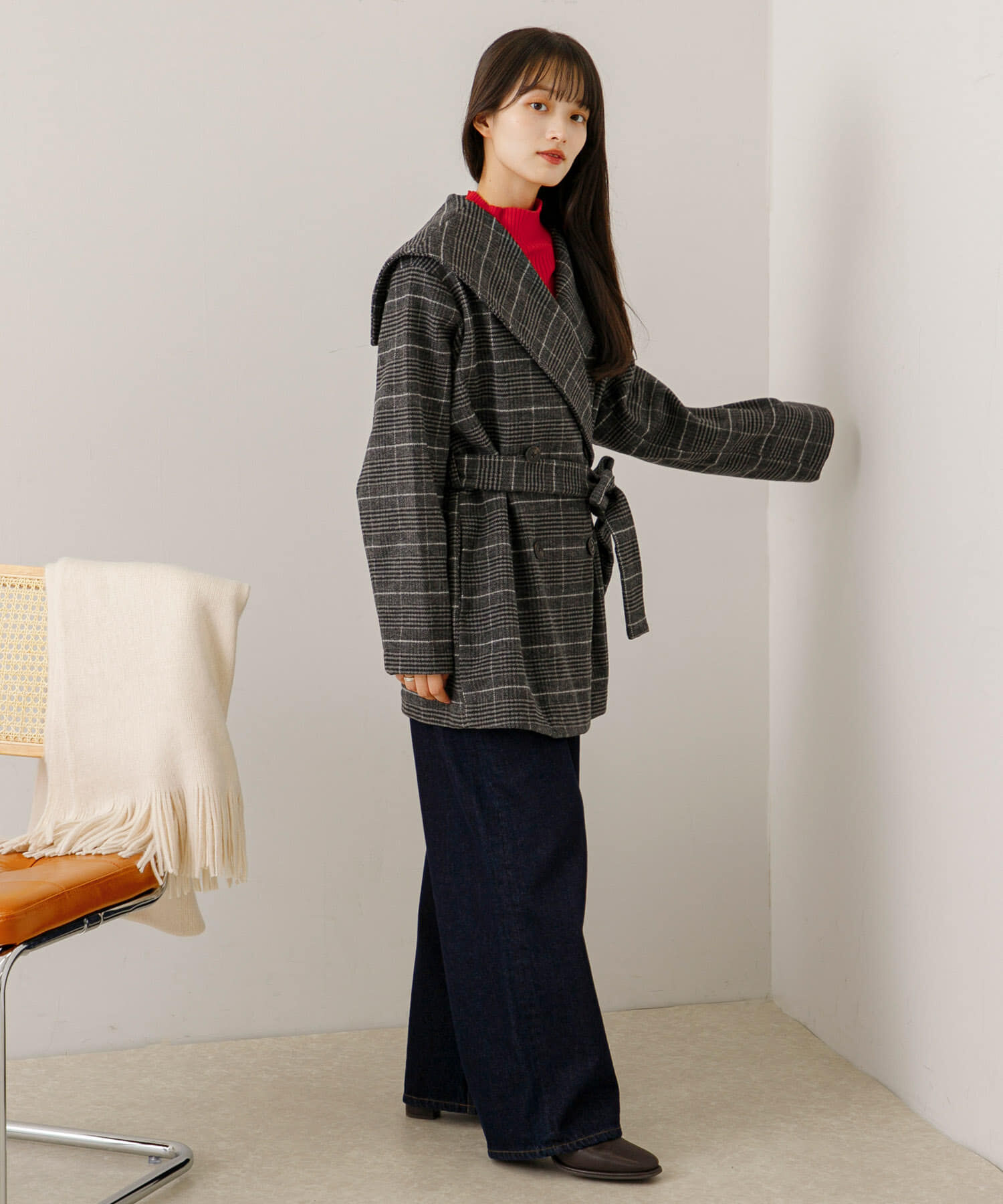 SENSE OF PLACE by URBAN RESEARCH「ビッグカラーミディコート」|ノーカラーコート|