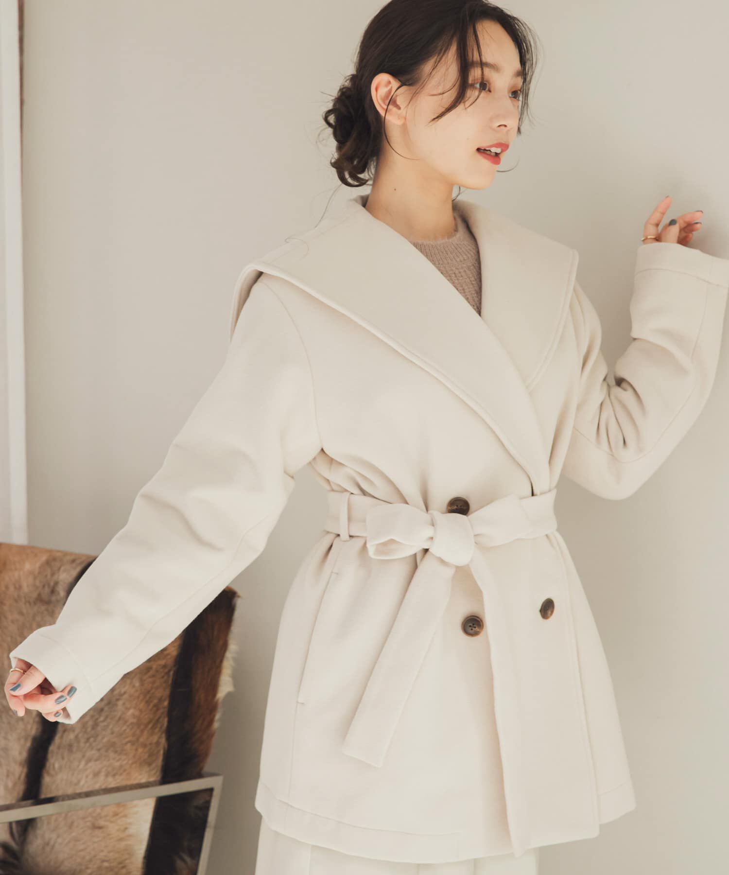 SENSE OF PLACE by URBAN RESEARCH「ビッグカラーミディコート」|ノーカラーコート|