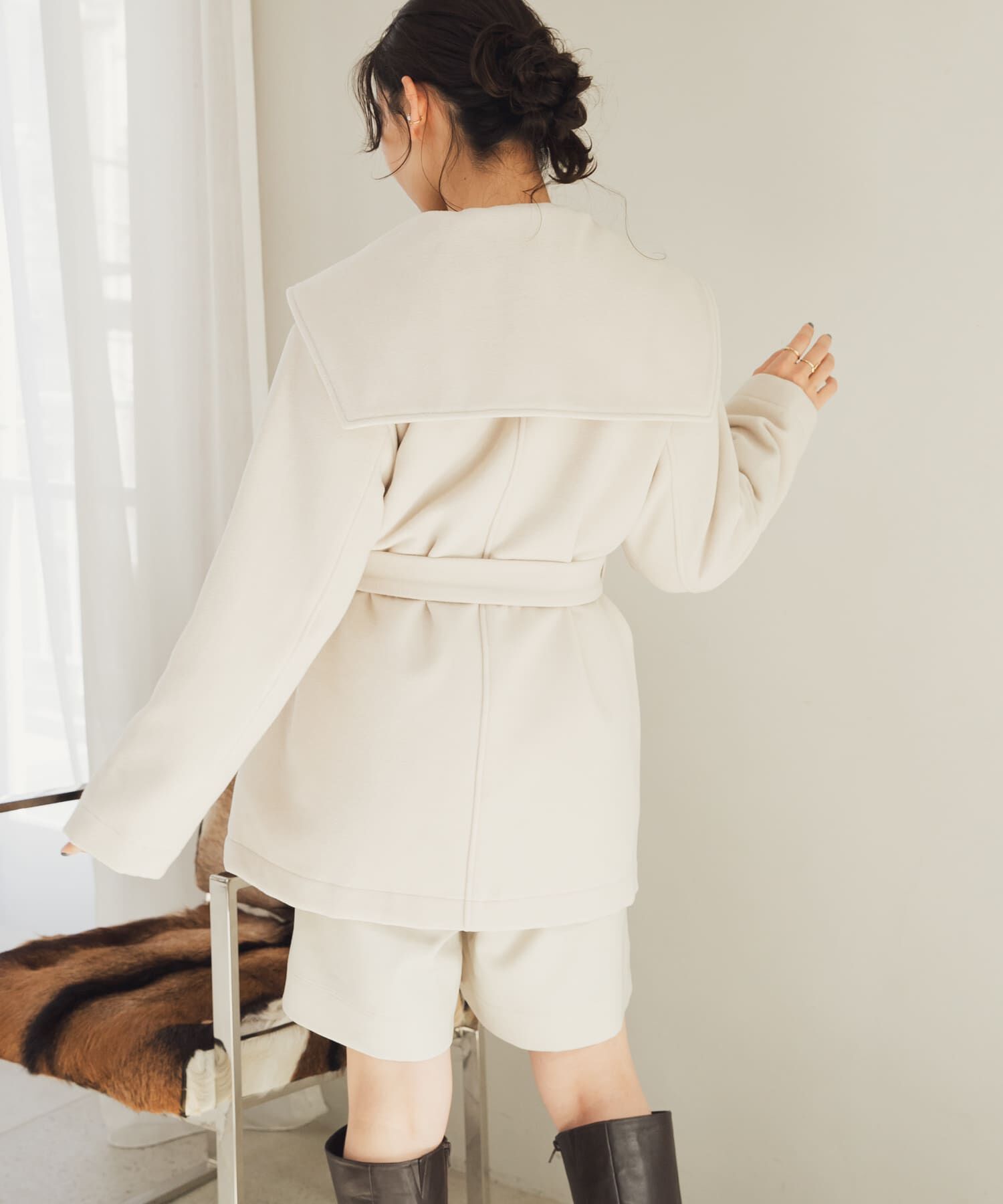 SENSE OF PLACE by URBAN RESEARCH「ビッグカラーミディコート」|ノーカラーコート|