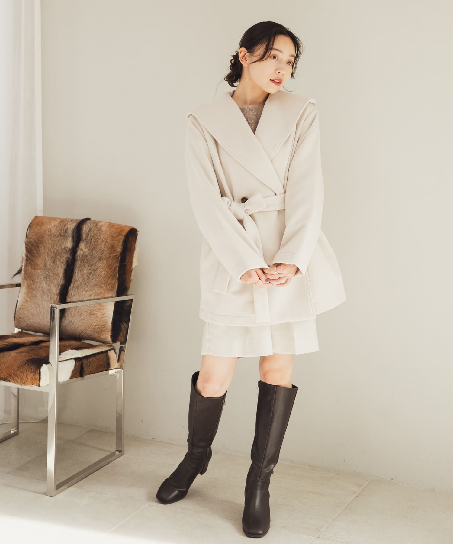 SENSE OF PLACE by URBAN RESEARCH「ビッグカラーミディコート」|ノーカラーコート|