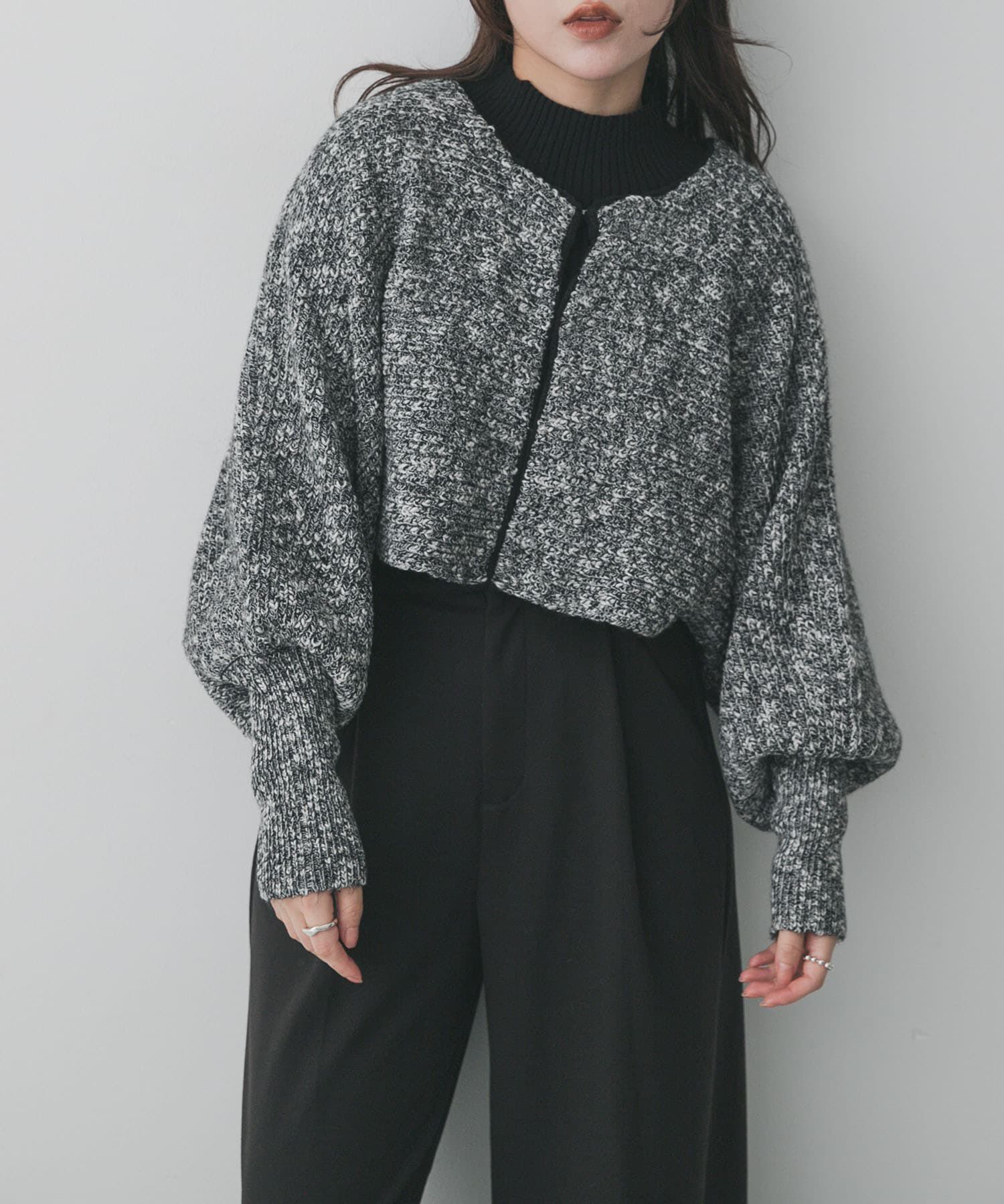 SENSE OF PLACE by URBAN RESEARCH「クロップドドルマンカーディガン」|ニット・セーター|ブラック系その他