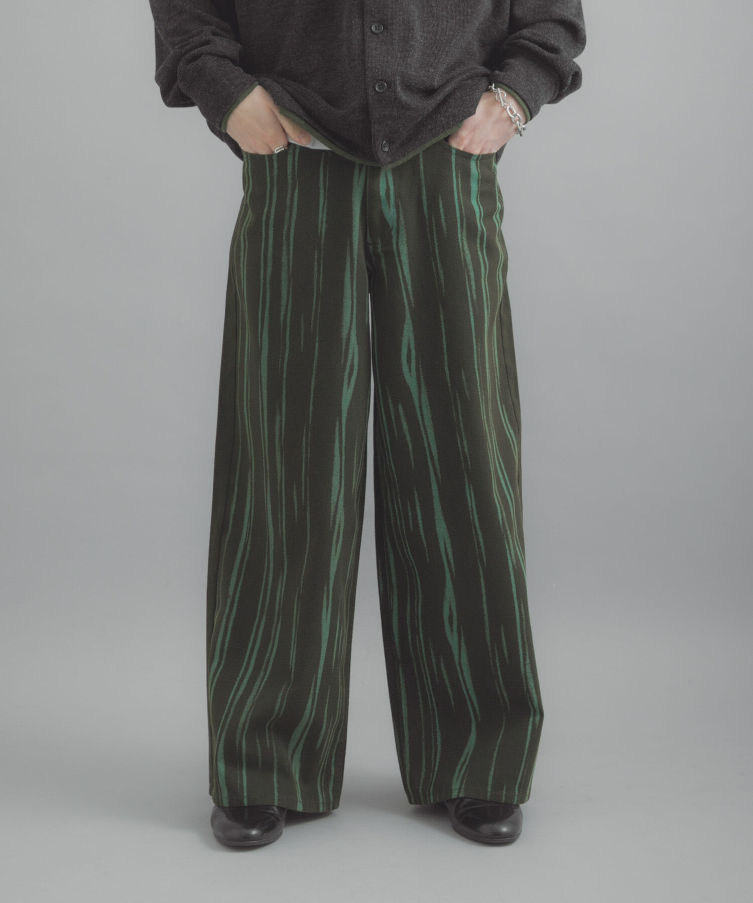 SENSE OF PLACE by URBAN RESEARCH「マーブルプリントワイドデニム」|デニム|オリーブ