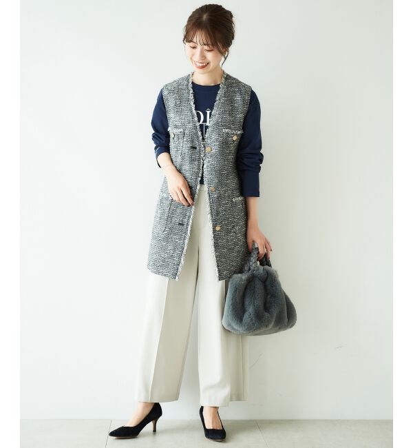 le.coeur blanc「ウールライクワイドクロップドパンツ」|スラックス|