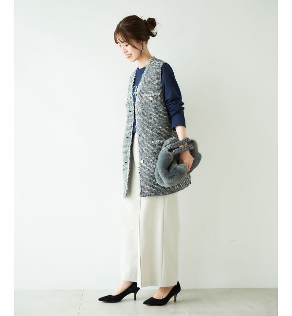 le.coeur blanc「ウールライクワイドクロップドパンツ」|スラックス|