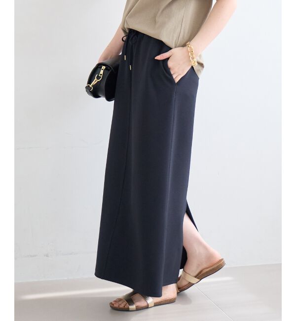  「カットジョーゼットナロースカート」|スカート|ネイビー