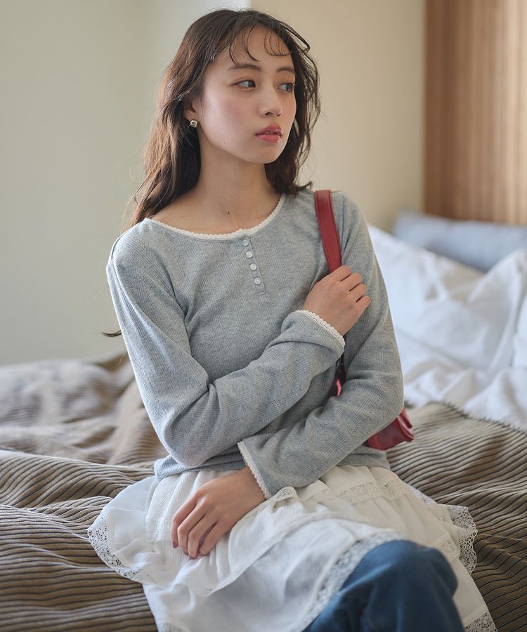 earth music&ecology「【WEB限定】アイレットジャカードタイトプルオーバー」|Tシャツ・カットソー|