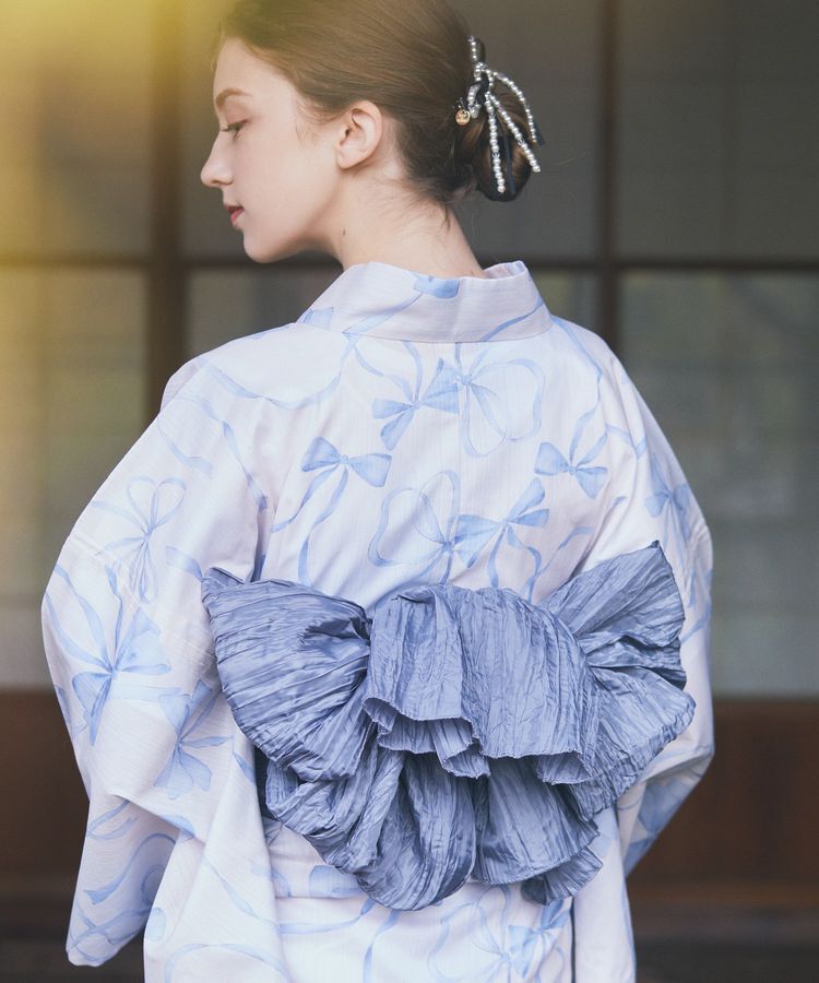 Maison de FLEUR「【兵児帯セット】リボン浴衣」|その他|ブルー