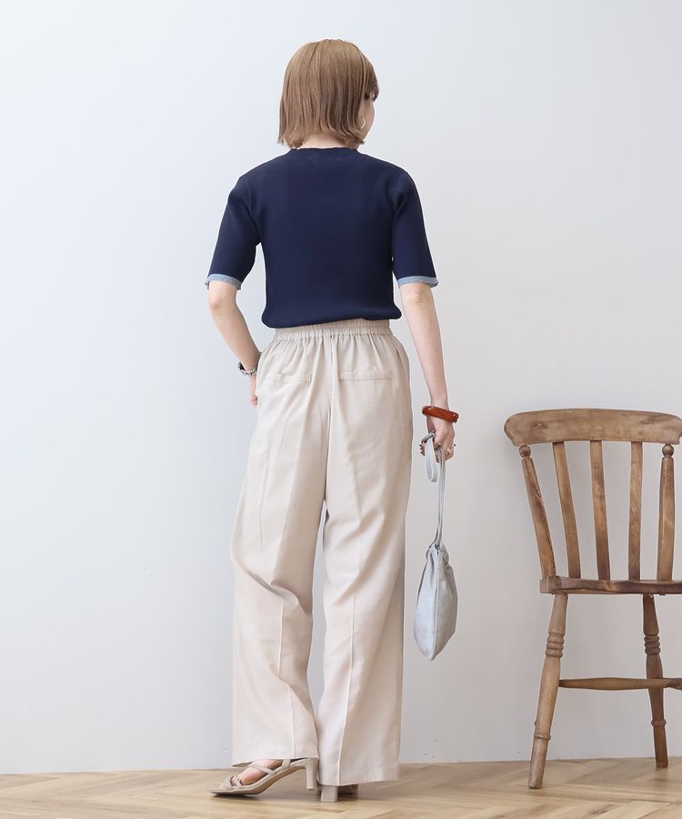 AMERICAN HOLIC「袖口バイカラー半袖ニットプルオーバー」|ニット・セーター|