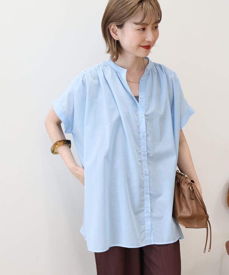 AMERICAN HOLIC「イージーケア 接触冷感フレンチスリーブギャザーシャツ」|シャツ・ブラウス|