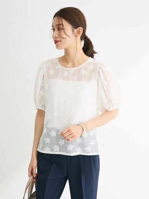 Green Parks「・ELENCARE　DUE　フラワージャカードブラウス」|シャツ・ブラウス|