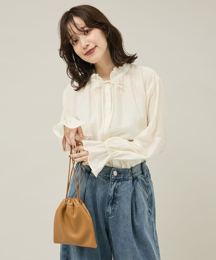 Green Parks「フリルカラーリボンブラウス」|シャツ・ブラウス|