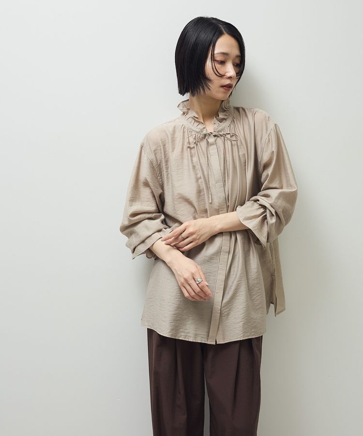 Green Parks「フリルカラーリボンブラウス」|シャツ・ブラウス|