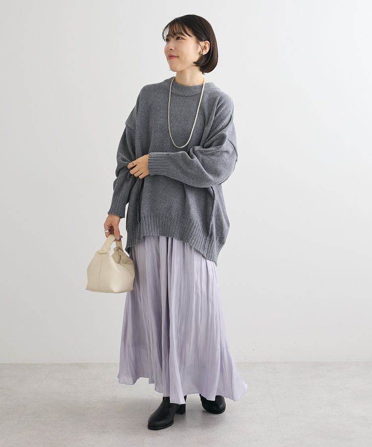 Green Parks「シャイニーサテンセルフプリーツギャザーフレアスカート」|フレア|