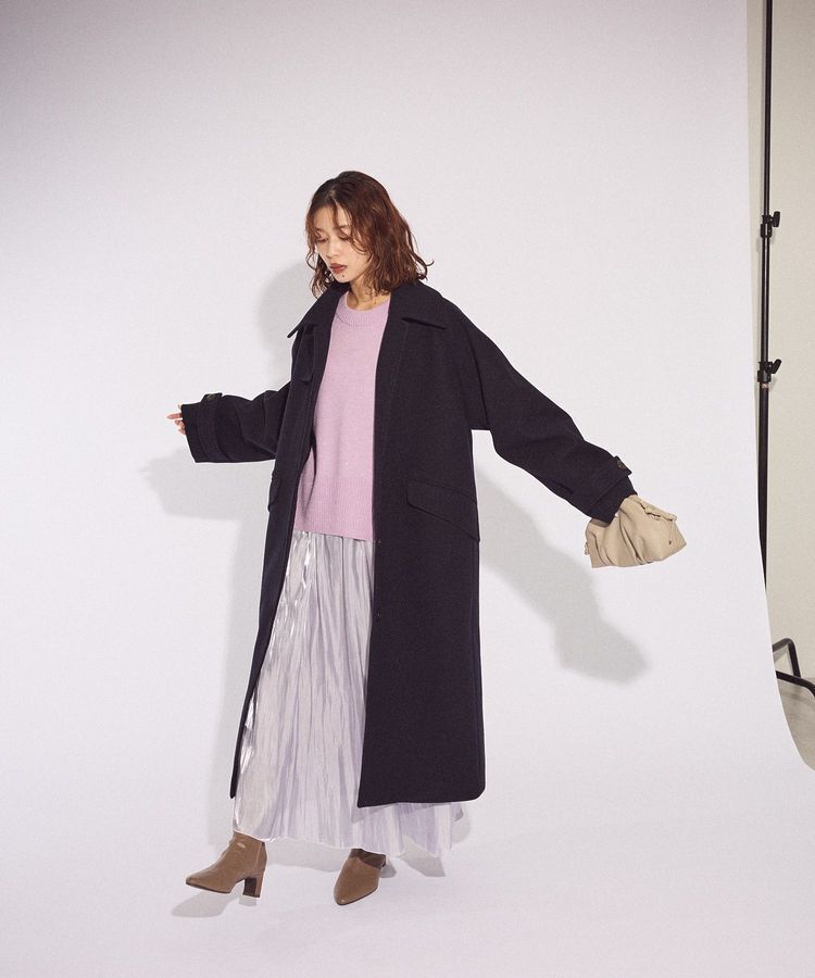 Green Parks「シャイニーサテンセルフプリーツギャザーフレアスカート」|フレア|