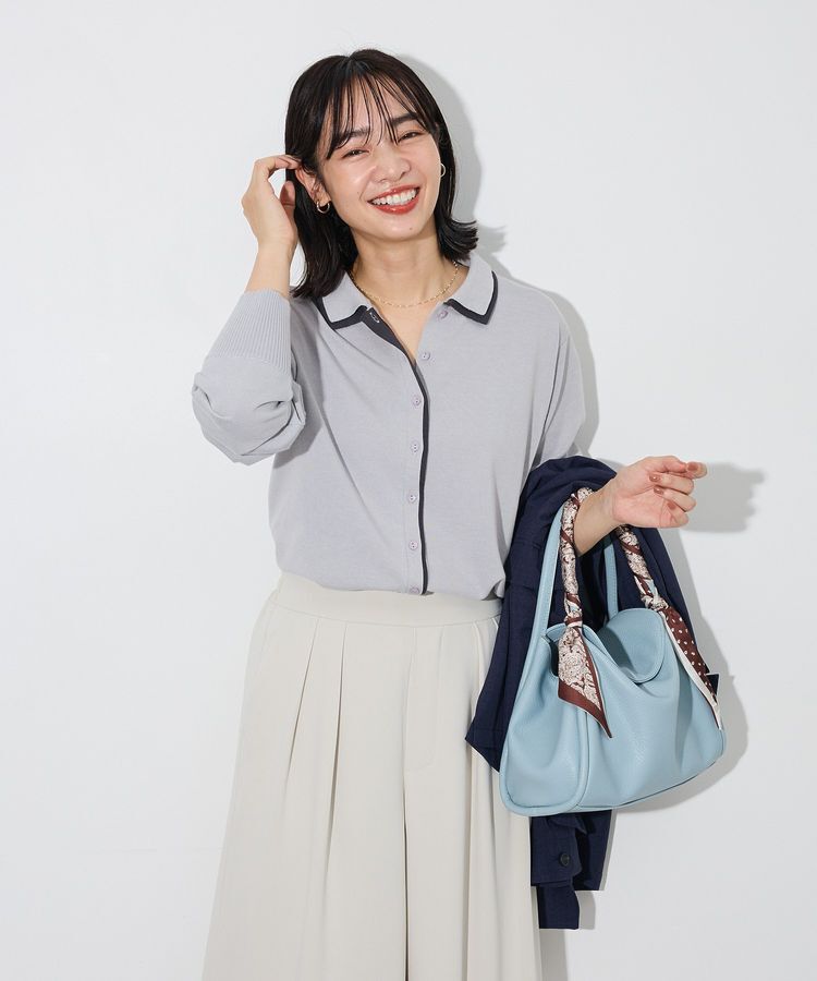 Green Parks「ここちニット衿付き配色プルオーバー」|ニット・セーター|