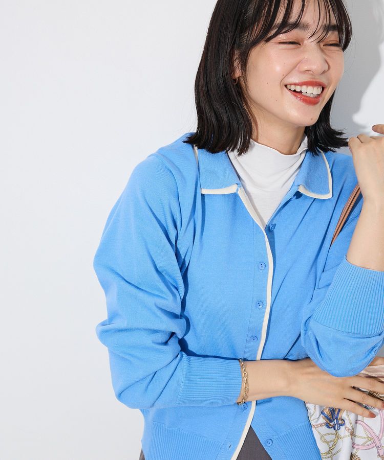 Green Parks「ここちニット衿付き配色プルオーバー」|ニット・セーター|