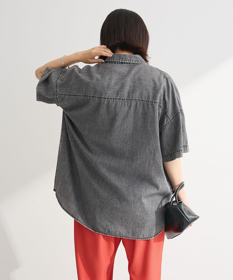 Green Parks「半袖シアーデニムシャツ」|シャツ・ブラウス|