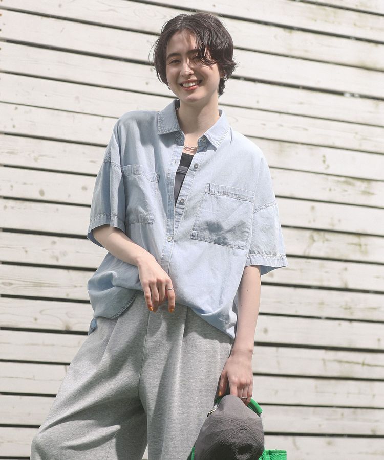 Green Parks「半袖シアーデニムシャツ」|シャツ・ブラウス|