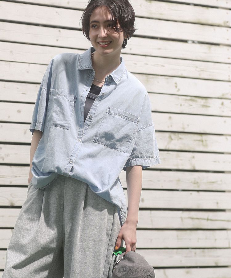 Green Parks「半袖シアーデニムシャツ」|シャツ・ブラウス|