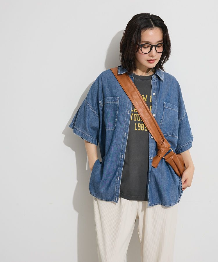 Green Parks「半袖シアーデニムシャツ」|シャツ・ブラウス|Indigo