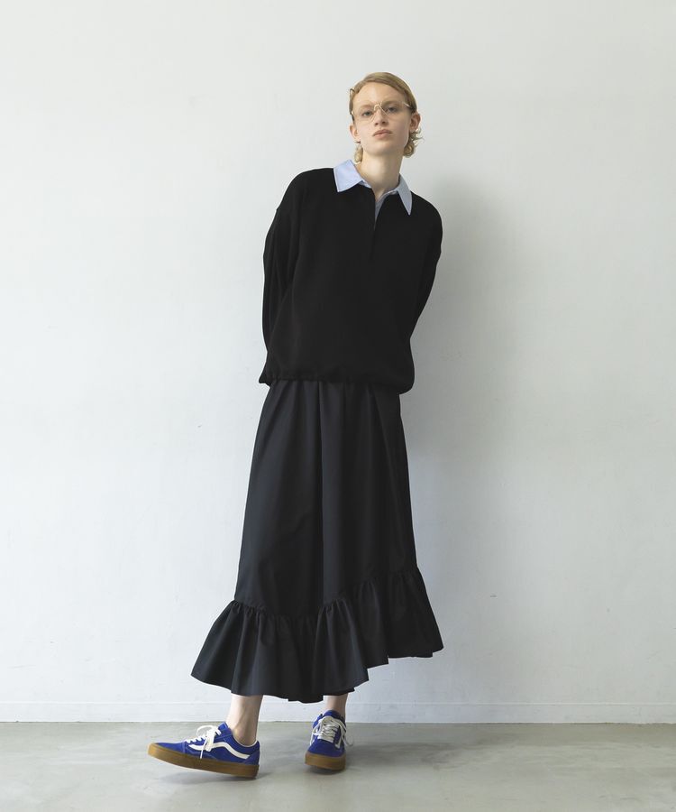 GARAGE OF GOOD CLOTHING「【日本製】ムジブロード裾フリルスカート」|フレア|