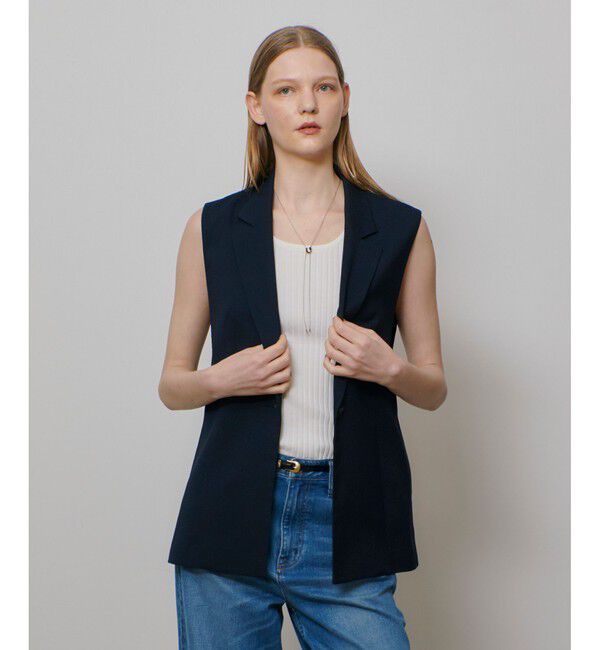 allureville「麻調カルゼサイドオープンジレ」|ベスト・ジレ|