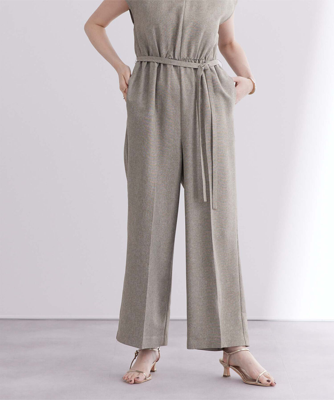 ur's「リネンライクヘンリーネックオールインワン」|オールインワン|