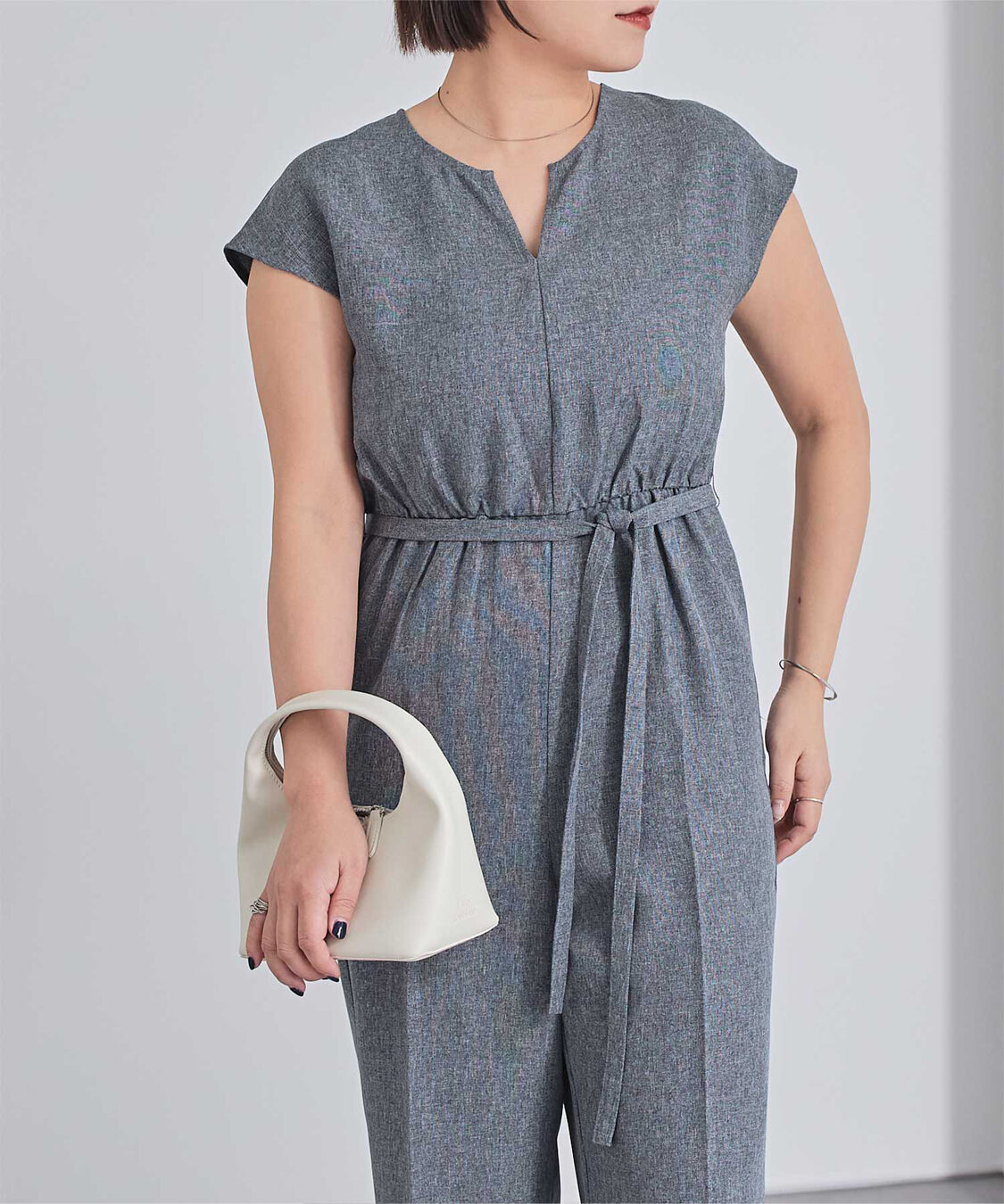 ur's「リネンライクヘンリーネックオールインワン」|オールインワン|