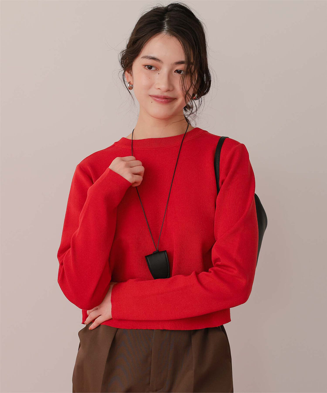 titivate「クリア釦UVケアニットカーディガン」|カーディガン|レッド