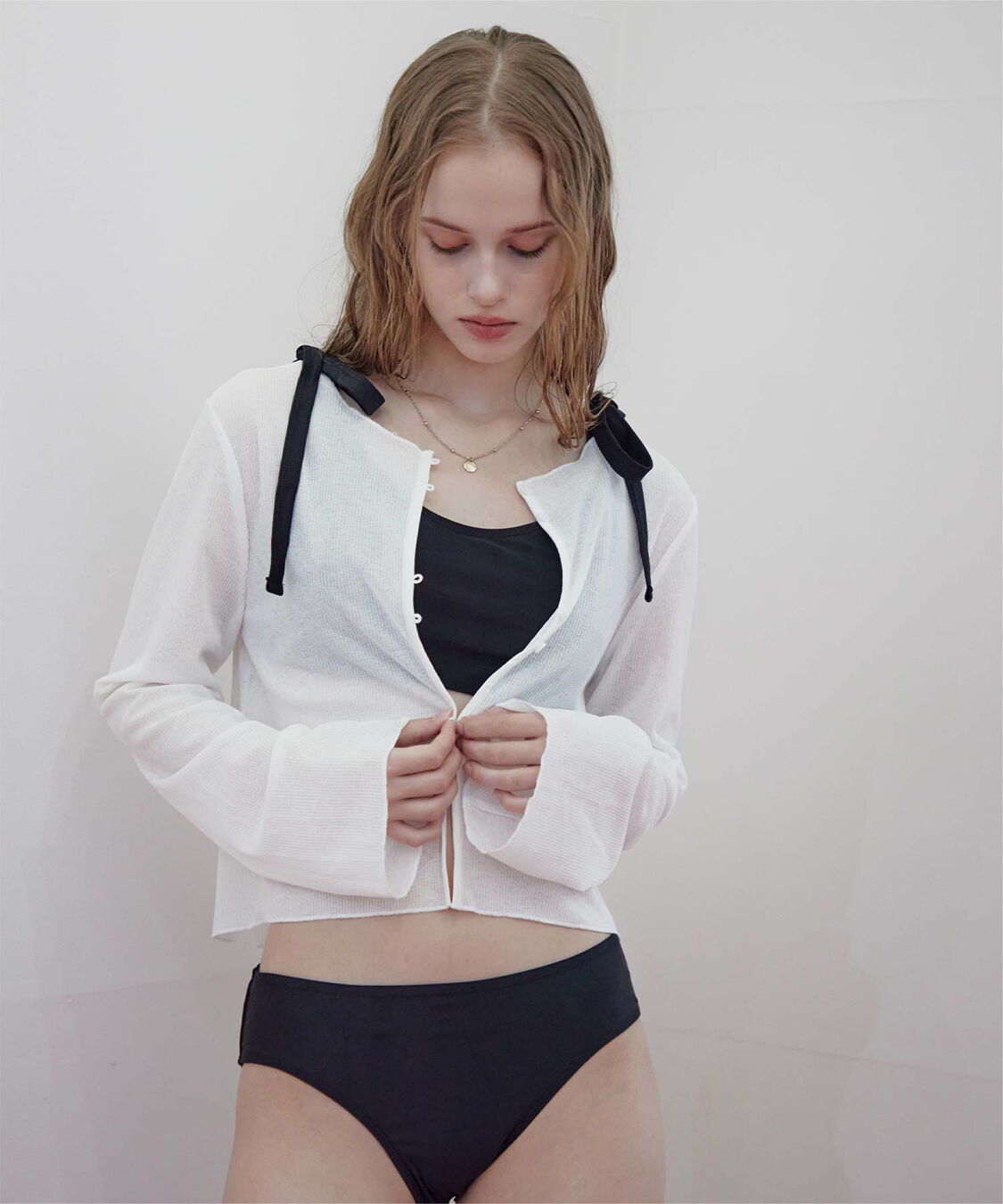 SEA DRESS「シアーショート丈トップス/ラッシュガード」|ビキニトップス|アイボリー