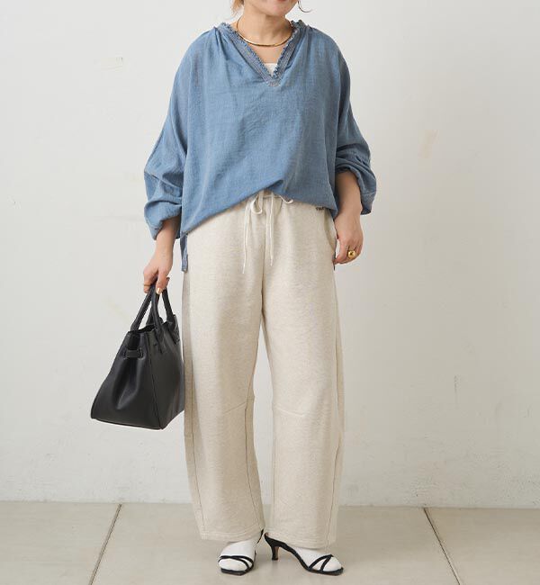  「襟元フリルシアーデニムブラウス」|シャツ・ブラウス|