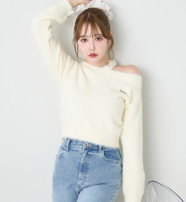  「プレート付きフェザーニット」|ニット・セーター|