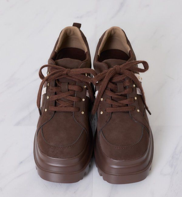  「【ピンク・ブラウン・ブラック】ビジュー付きトリプルソールスニーカー」|その他|