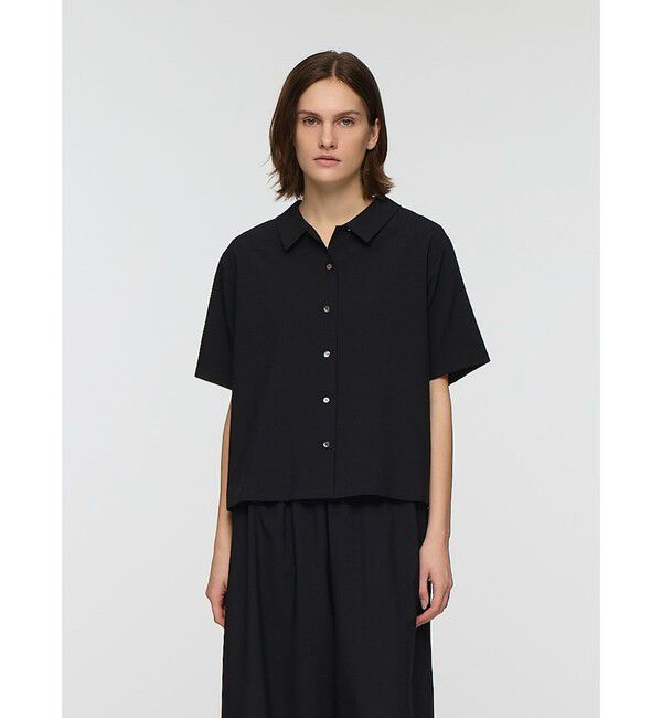 mizuiro ind「mizuiro ind ハーフスリーブシャツ」|シャツ・ブラウス|ブラック