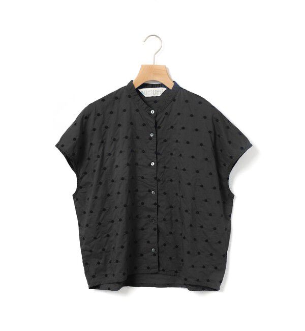 MidiUmi「MidiUmi ドット柄シャツノースリーブ」|シャツ・ブラウス|ブラック