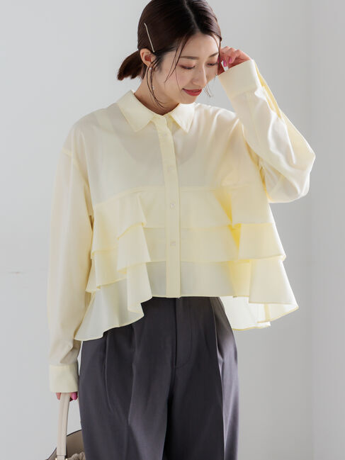 Te chichi「ティアードフリルクロップトシャツ」|シャツ・ブラウス|イエロー