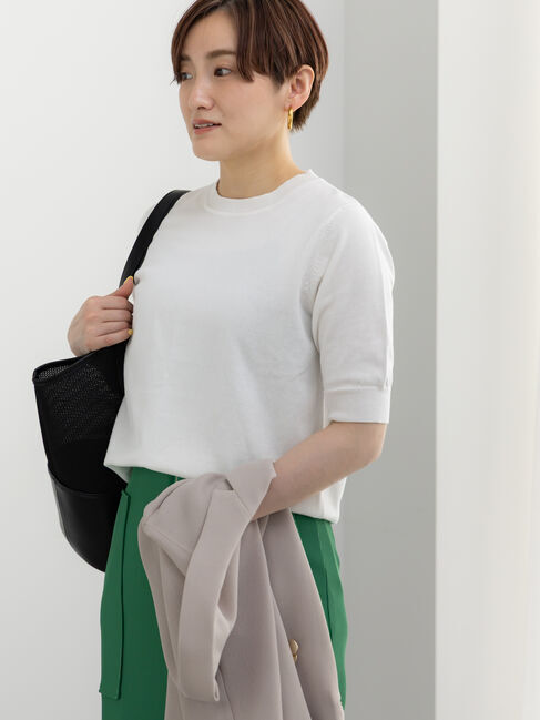 Te chichi「14G天竺ハーフスリーブニットプルオーバー」|ニット・セーター|オフホワイト