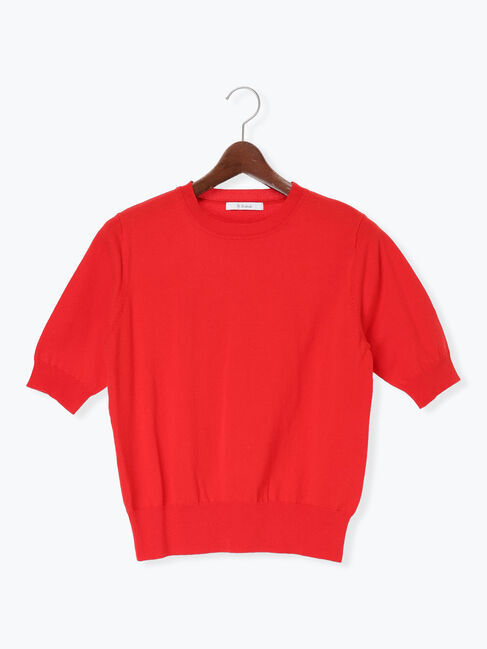 Te chichi「14G天竺ハーフスリーブニットプルオーバー」|ニット・セーター|レッド