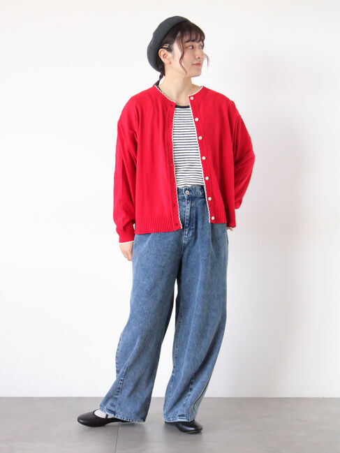 Samansa Mos2「配色スカラップカーディガン」|カーディガン|