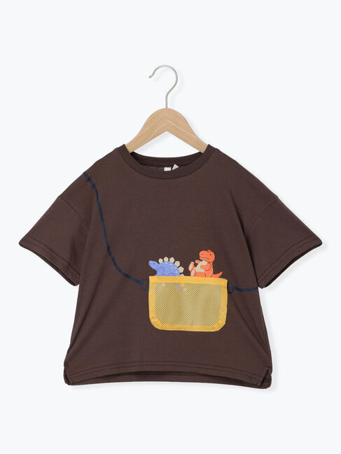 Samansa Mos2 Lagom「【吸水速乾】メッシュポケット恐竜Tシャツ」|Tシャツ・カットソー|ブラウン