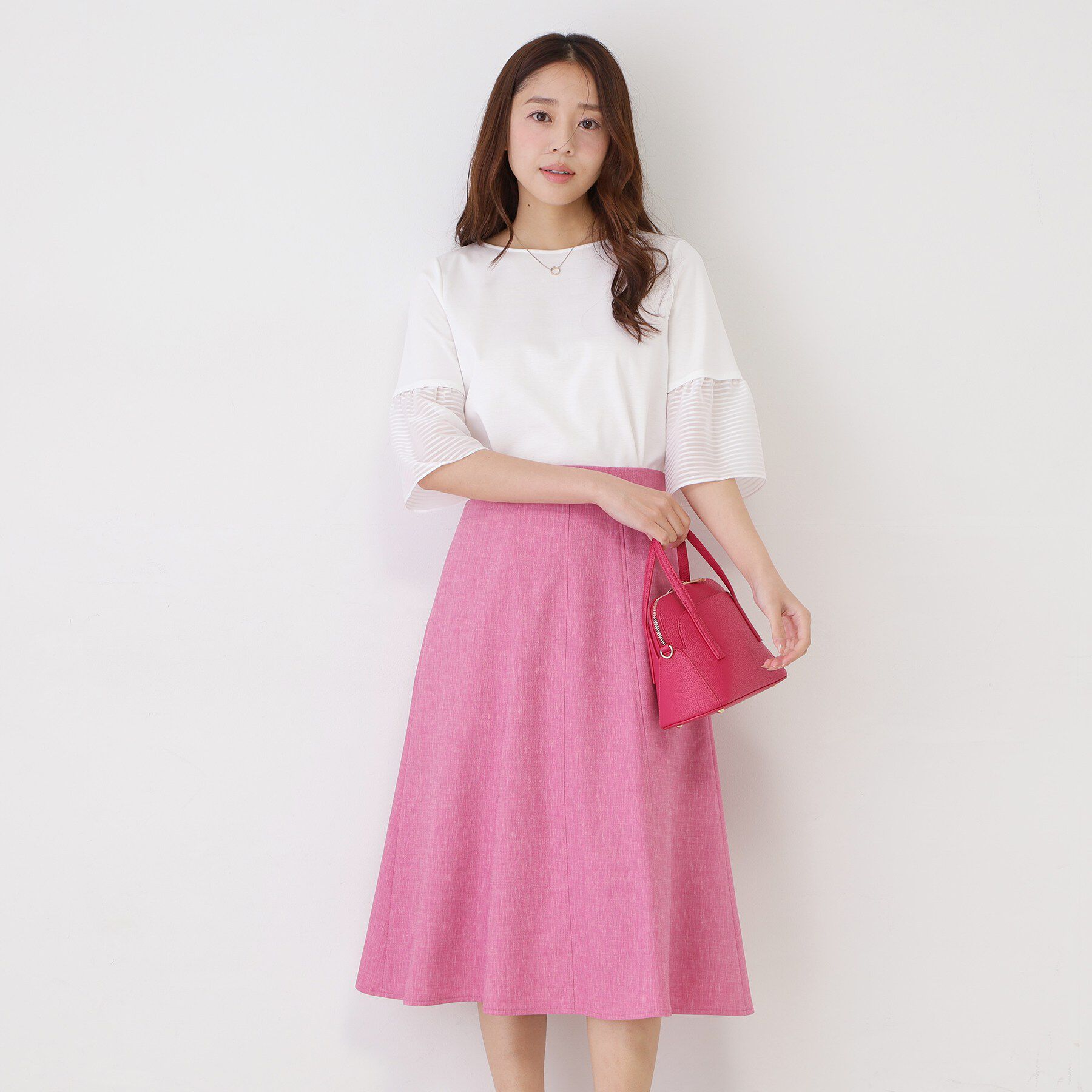 COUP DE CHANCE「【5分袖／日本製／接触冷感】異素材ドッキングカットソー」|Tシャツ・カットソー|