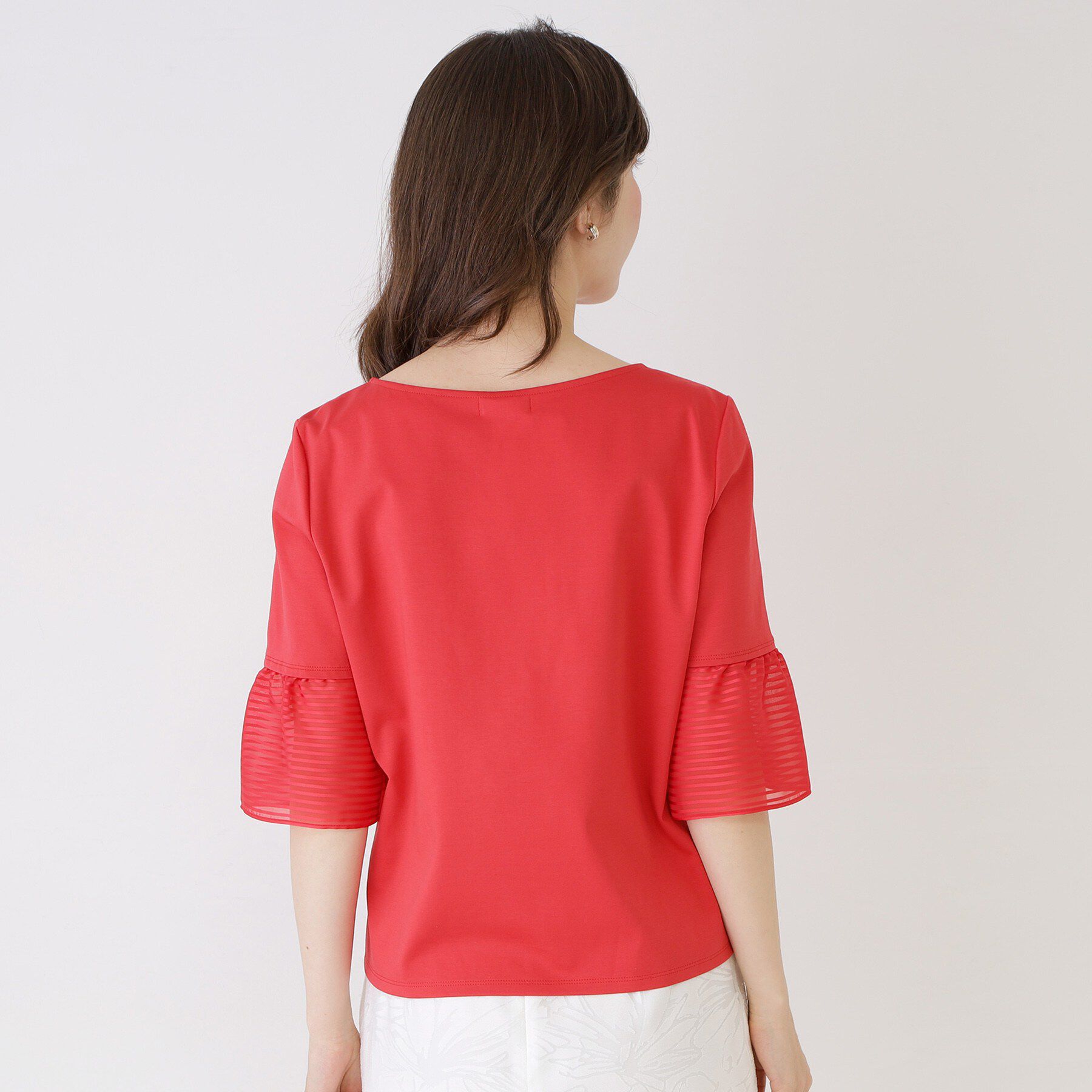 COUP DE CHANCE「【5分袖／日本製／接触冷感】異素材ドッキングカットソー」|Tシャツ・カットソー|