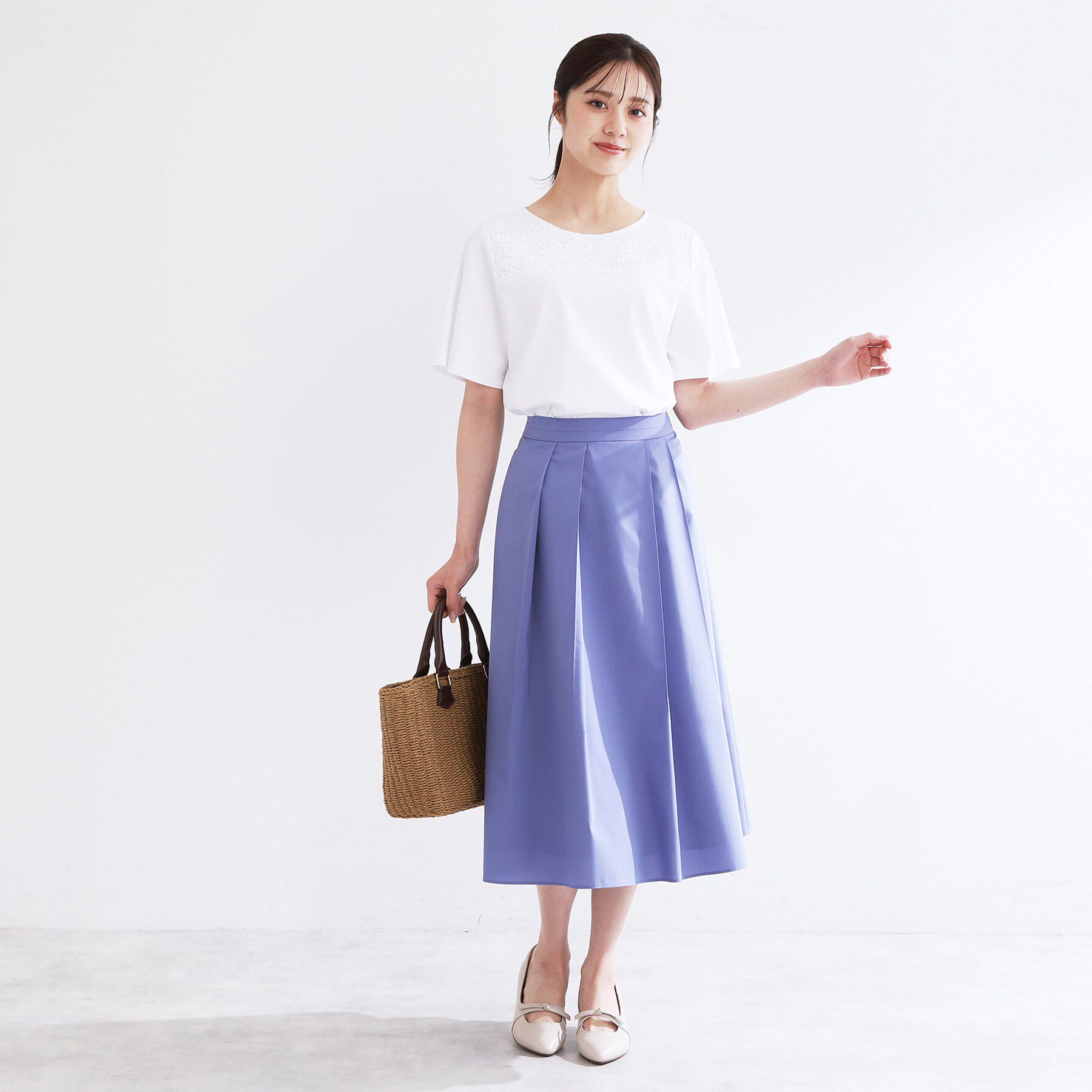 Reflect「【手洗い可】レースデザインジャージTシャツ」|Tシャツ・カットソー|