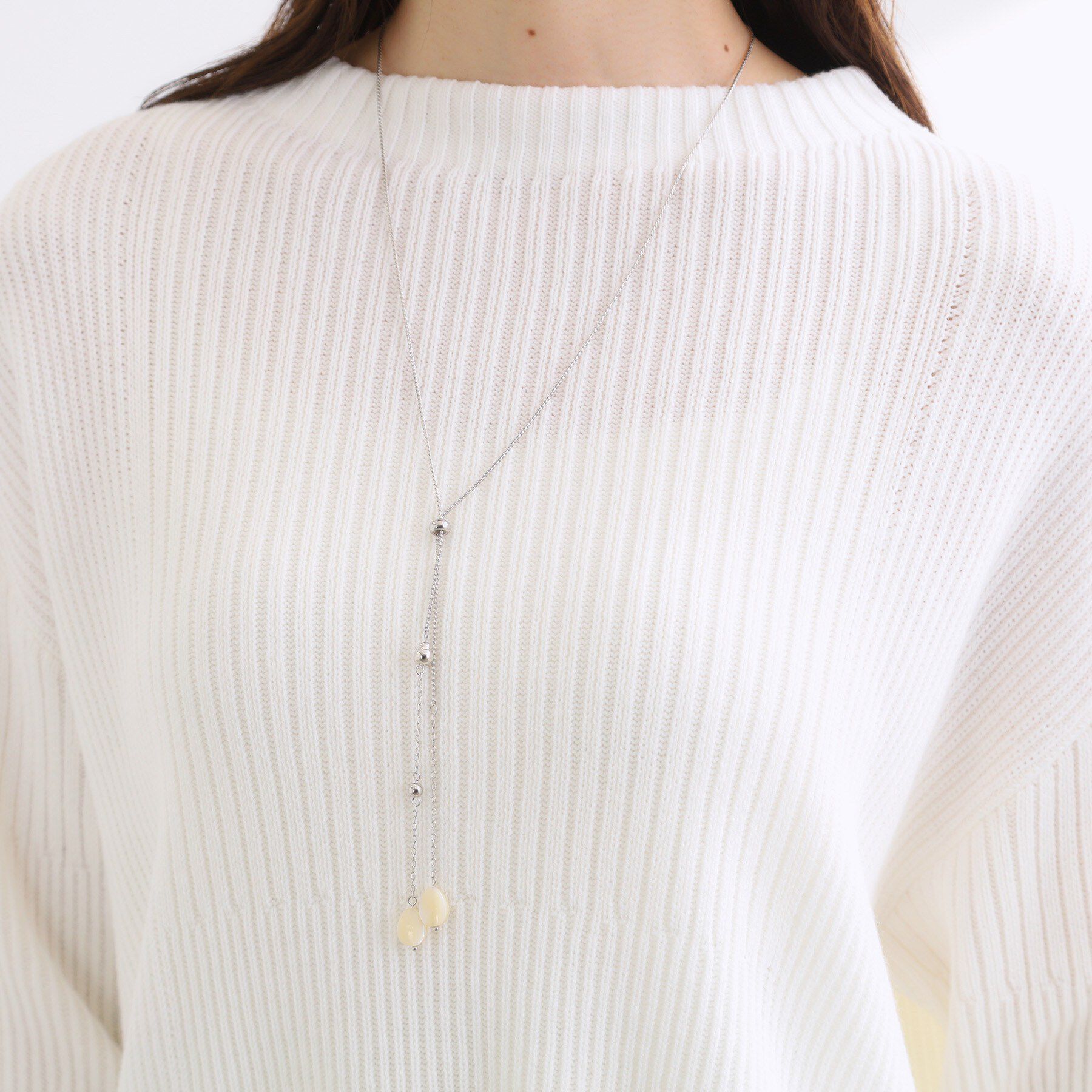 Reflect「【長さ調節可】天然シェル&times;ラリエットデザインネックレス」|ネックレス|