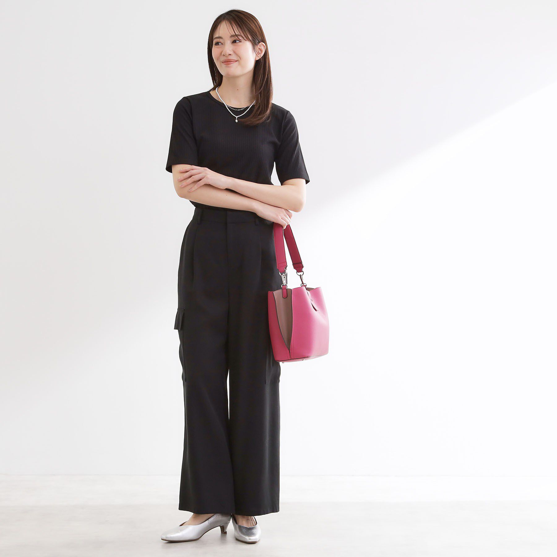 Reflect「【インナーにおすすめ◎】クルーネックストレッチリブトップス」|Tシャツ・カットソー|