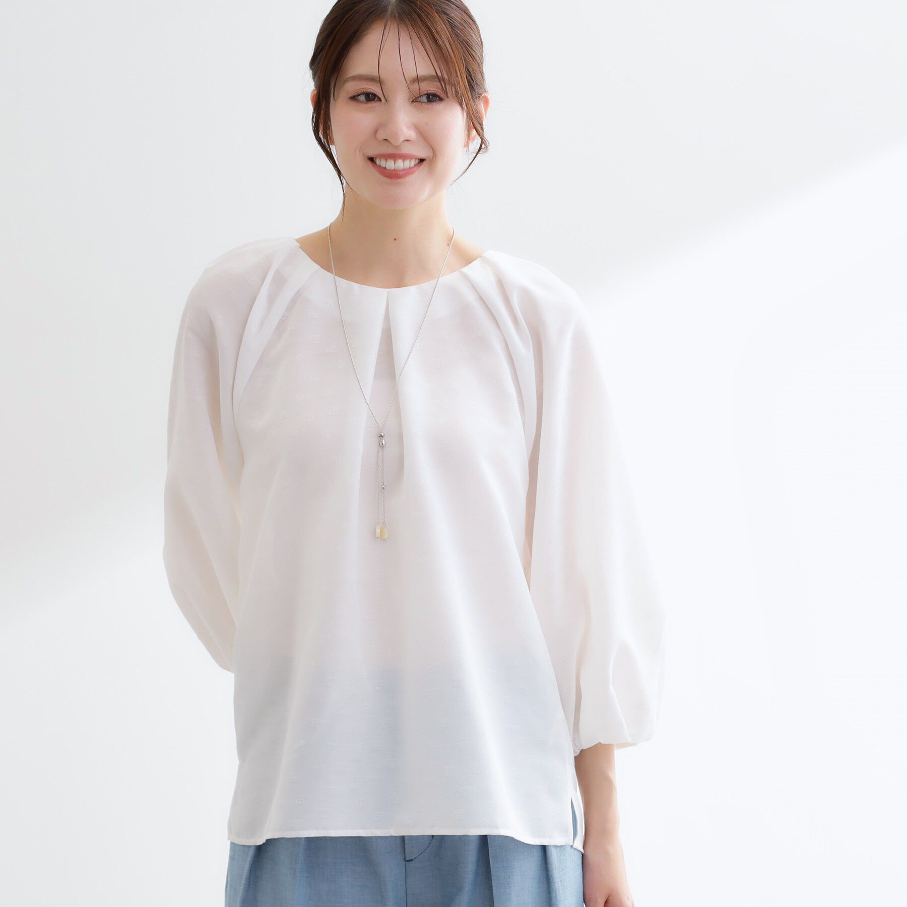 Reflect「ボリュームスリーブサテンジャカードブラウス」|シャツ・ブラウス|